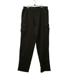 Boulder Creek Black Cargo Pants Elastic Waist Trousers Unfinished Hem 40 BIgTall